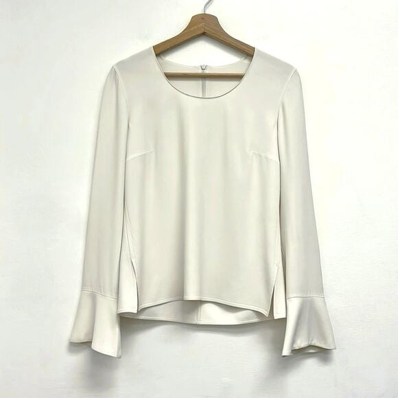 Akris Punto Luxury Minimalist Bell Sleeve Scoop Neck Tailored Career Top US8 - Picture 1 of 13